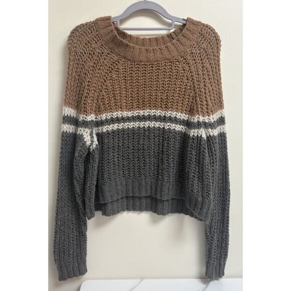 American Eagle Outfitters Sweaters - American Eagle Women’s Sweater M Brown Gray Colorblock Knit Pullover Wool Blend